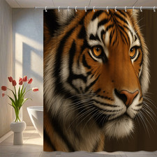 Tiger Shower Curtain - Stunning Wildlife Design for Bathroom Decor