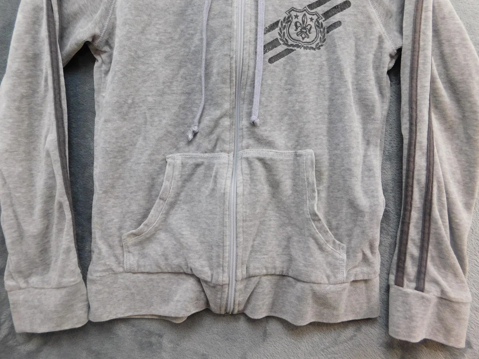l.e.i. Sudadera con Capucha Active Para Mujer Gris Medio Cremallera Completa Cresta Gráfico Rayas Raglán Foto 4 de 4