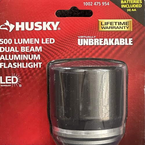 Husky LED Flashlight 500 Lumens Aluminum Dual Beam Unbreakable - Picture 7 of 10