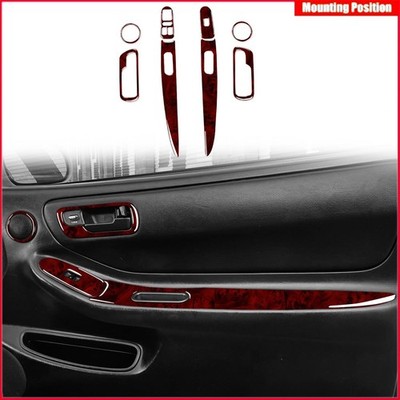 Red Wood Grain Door Set Trim 8X For Acura Integra 1994-2001