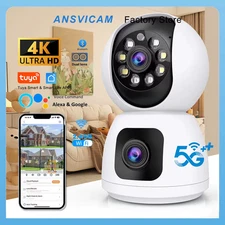 Tuya Smart 4K 8MP Dual-Len PTZ Security Camera 5G WiFi Dual-Screen Display AI Au