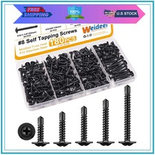 360pc 8 410 Stainless Steel Self Tapping Truss Head Screw Assortment Black O...