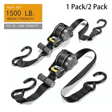 2 Pack Marine Retractable Transom Tie Down 1500lbs Boat Trailer Heavy Duty Strap
