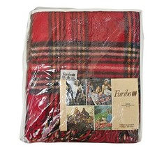 Vintage Faribault Faribo Tartan Blanket 100 Wool Fringed Robe 50 x 60 USA NEW