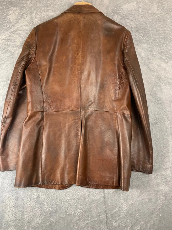 Chaqueta de cuero Cortefiel vintage para hombre 40S marrón caramelo genuino años 80 Blazer Foto 4 de 4