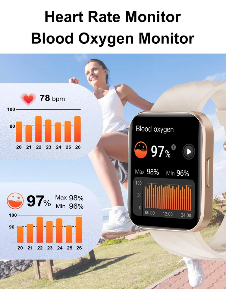 Reloj inteligente (responder/hacer llamadas), relojes inteligentes de 1,85" para hombres mujeres reloj digital... Foto 4 de 4