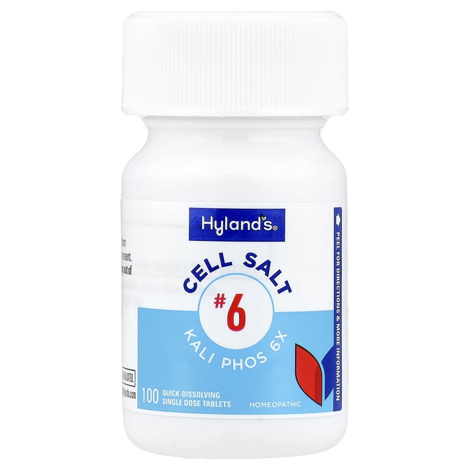 Cell Salt #6, Kali Phos 6X, 100 Quick-Dissolving Single Tablet