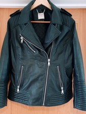 Leather Biker Jacket Heavy Size 18 Black Real Leather