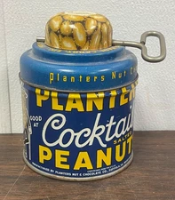 1938 Mr. Peanut Planter's Cocktail Peanuts Nut Chopper Tin with All Parts USA