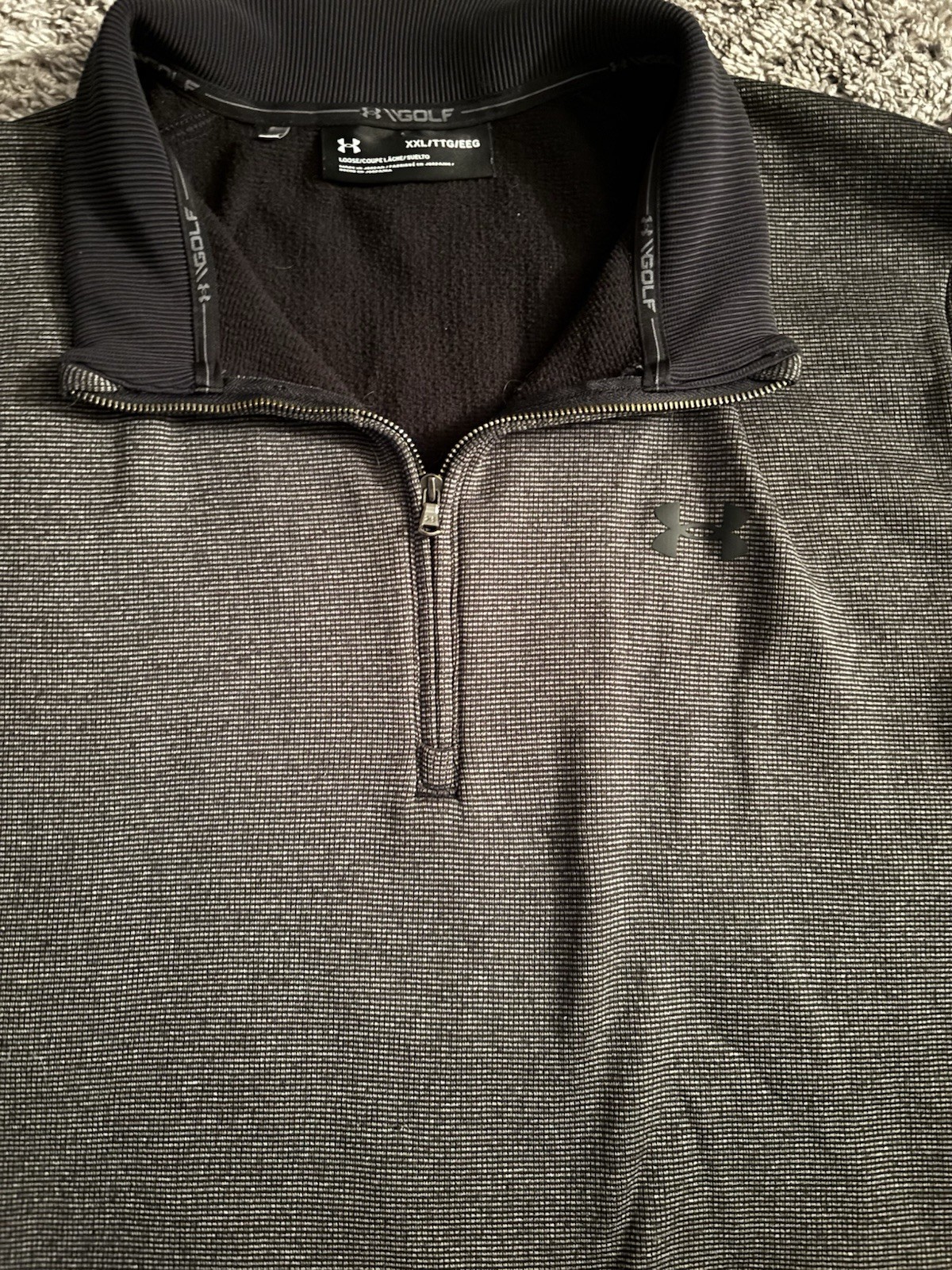 Under Armour Men's XXL Black Gray 1/4 Zip Pullover Long Sleeve Golf Top