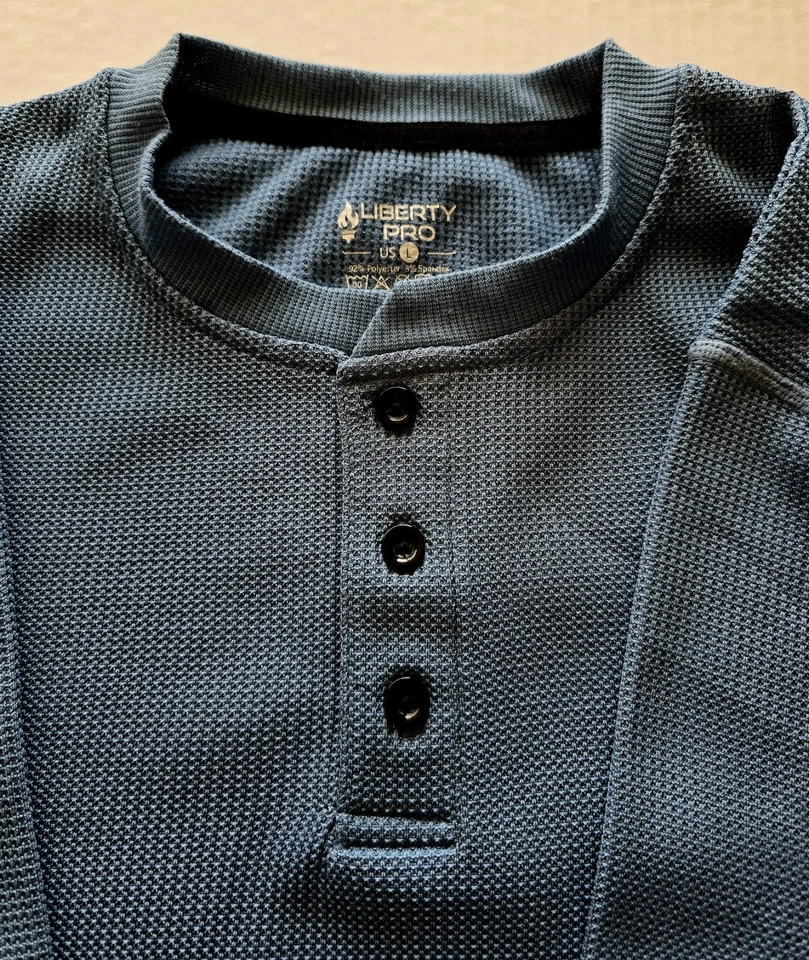 Hombre Liberty Pro Manga Larga Henley Patrón Waffle Manga Larga: Talla L Foto 3 de 4