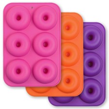3 Pack 6-Cavity Silicone Cookie Molds Set Non Stick Donut Mold Baking Tray
