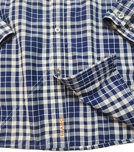 ORVIS Blue & White Plaid Long Sleeve Button Down Shirt Zip Pocket Men's Medium - Picture 17 of 24