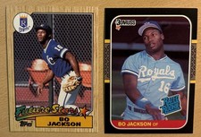 2 Bo Jackson 1989 Rookie Cards, Topps, Donruss, NM-MT, Kansas City Royals 