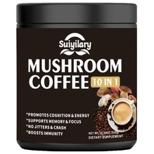 Mushroom Coffee, 10 Mushroom Extract Powder Blend Lion's Mane, Reishi, Chaga,...