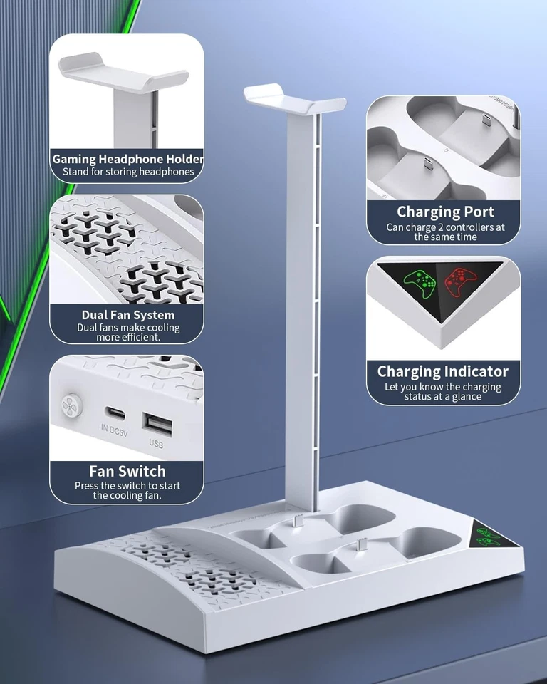 Ultimate Xbox Series S Stand with Cooling Fans & Dual Charger for Controllers - Image 4 of 4