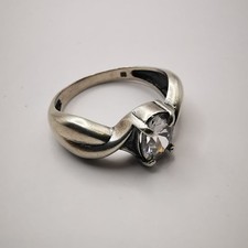Vintage Chic 925 Sterling Silver Jewelry Women's Ring Cubic Zirconia 4,9 g
