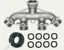 Morvat Heavy Duty Nickel Plated Brass 4 Way Garden Hose Splitter Morvat Heavy Duty Nickel Plated Brass 4 Way Garden Hose Splitter