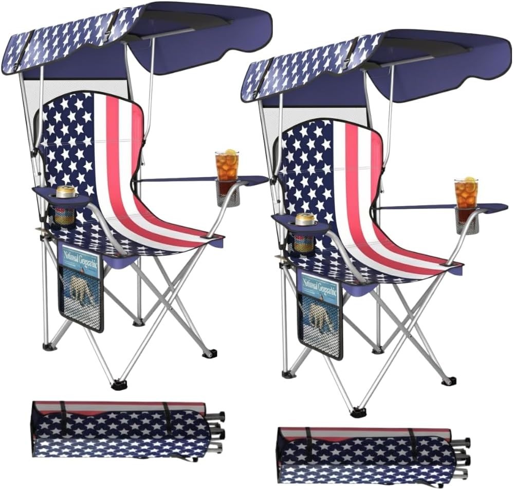 With Canopy Portable Foldable Beach Chair W/ Sun Shade