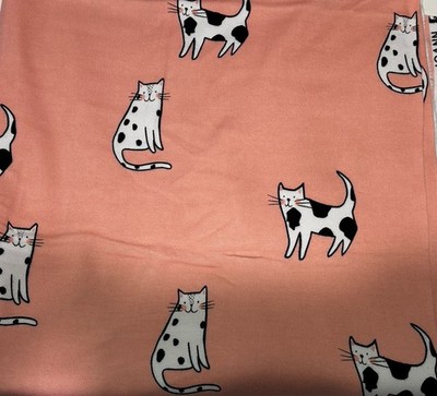 Doodles Pink Cat Feline Fabric Craft Quilting Sewing Joann s BTY YARD