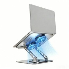 Laptop Stand With Cooling Fan 360 Rotating Aluminum Riser Foldable Adjust