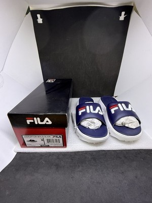 FILA LOGO DISRUPTOR BOLD SLIDE SANDAL NAVY  WOMENS SIZE 8 NEW WITH BOX!