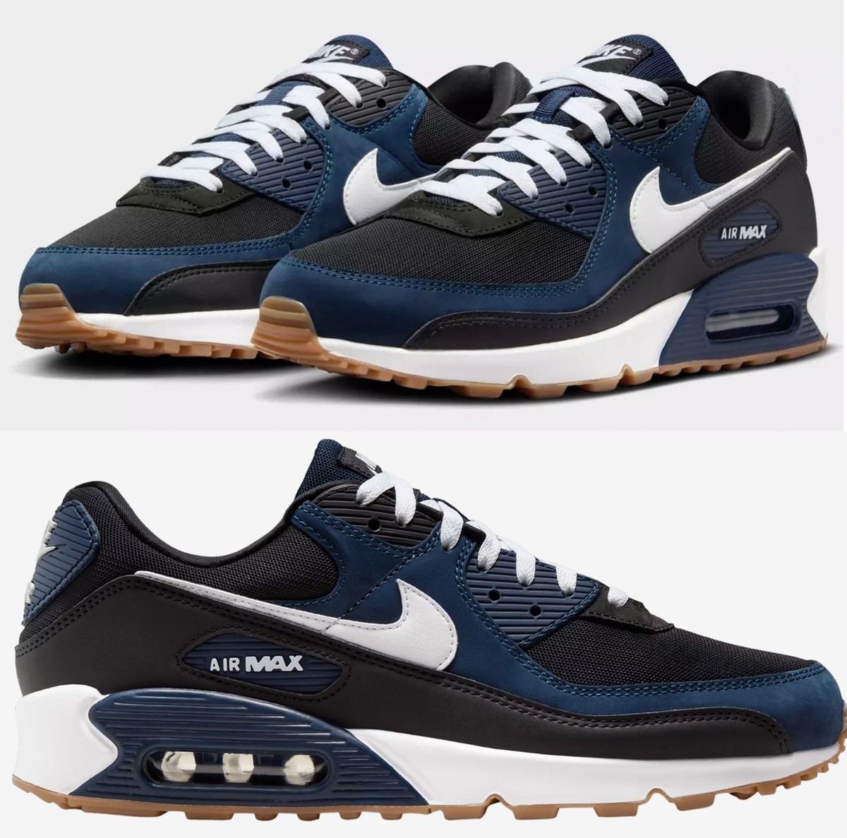New NIKE Air Max 90 Classic Retro Men's Athletic Sneakers navy black  all sizes — product photo 2 of 11
