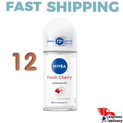 12X NIVEA Women Fresh Cherry Antiperspirant Roll-On 50ml 72 H