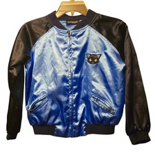 Passport kids blue black cat bomber jacket