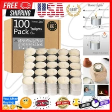 Unscented Tealight Candles - 100 Pack, 8hr Smokeless White Votive Candles for...