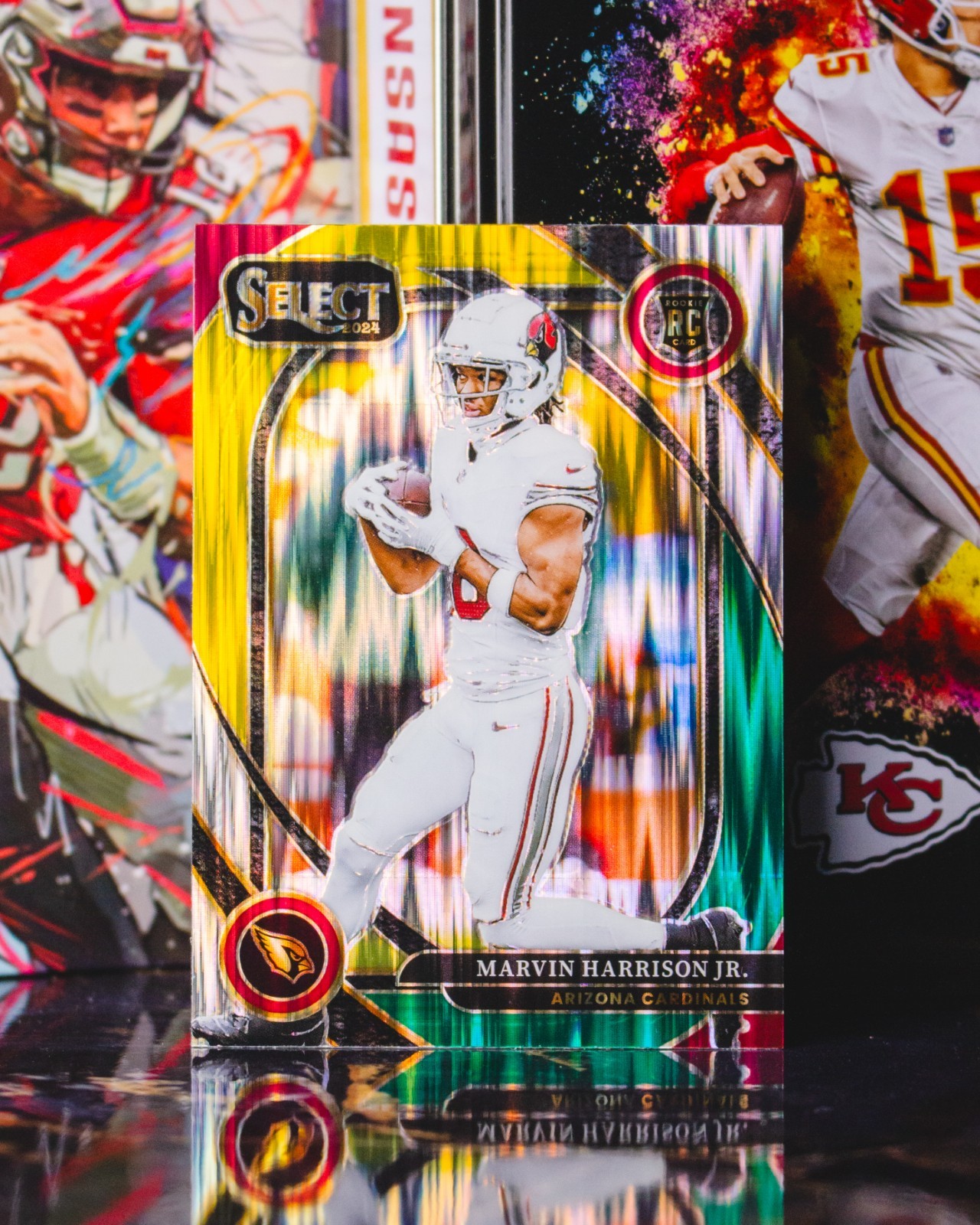 2024 Panini Select #219 Marvin Harrison Jr Green Yellow Shock Prizm Rookie