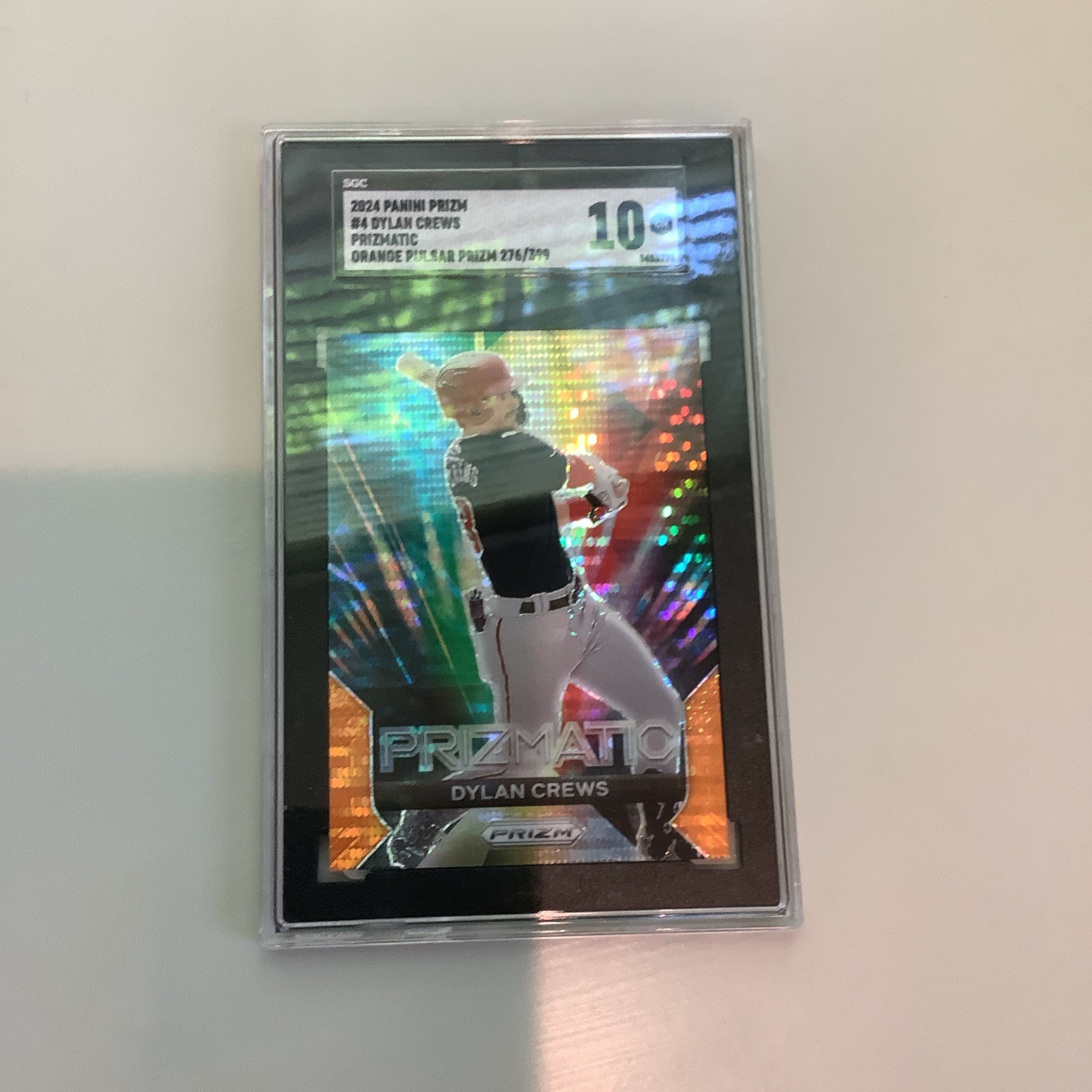2024 Panini Prizm Dylan Crews #4 Prizmatic Orange Pulsar Prizm /399 SGC 10 
