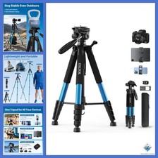 75" Heavy Duty Camera Tripod Stand - Max Load 15LB, Aluminum Travel Tripod for D