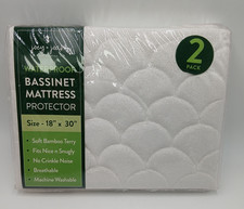 Joey Joan 2pk Waterproof Bassinet Mattress Protectors 18x30 Soft Bamboo Terry