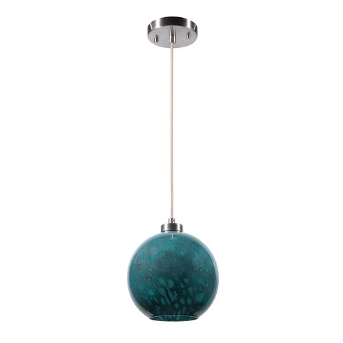 UTTERMOST 22198 GEMBLUE 1-LIGHT PENDANT WITH BLUE AQUA STONE GLASS SHADE - Picture 2 of 7