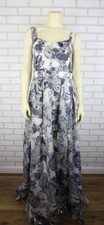 ST JOHN Floral Metallic Silk Blend Long Dress Gown 8 Maxi