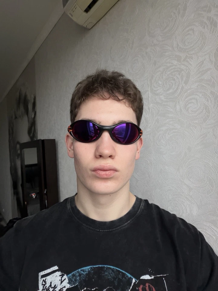 Gafas de sol Oakley Eye Jacket Flames Prizm de colección negras púrpuras Y2K Gorpcore raras Foto 3 de 4