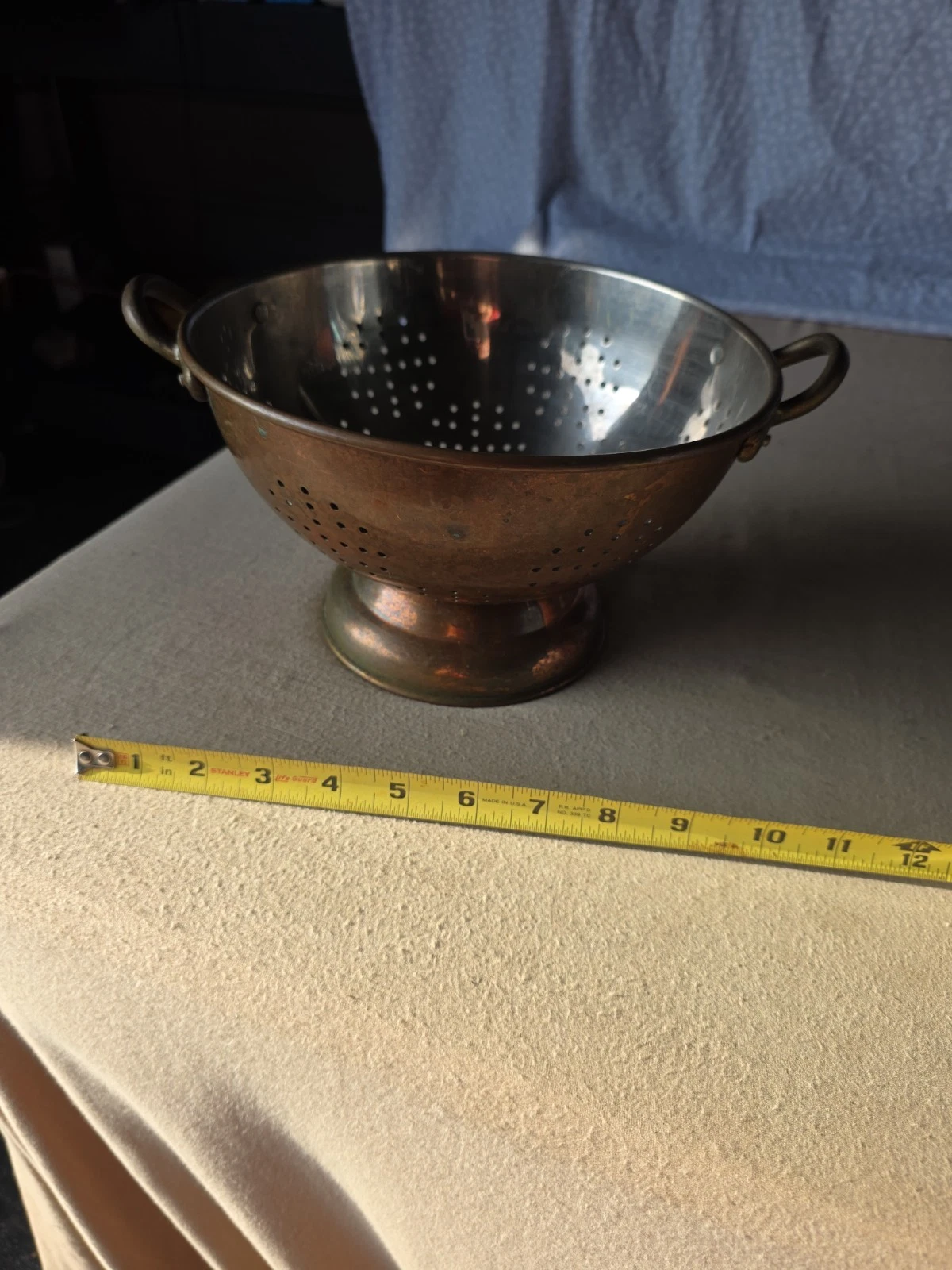 Vintage 9 Inch Copper Colander