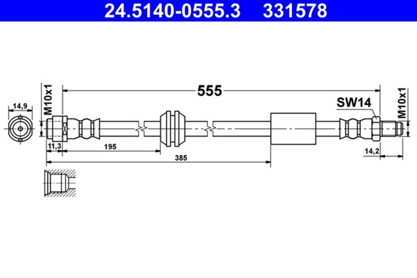 Bremsschlauch ATE 24.5140-0555.3 FüR Mercedes V251 W251 Klasse 280 251 054 154-image