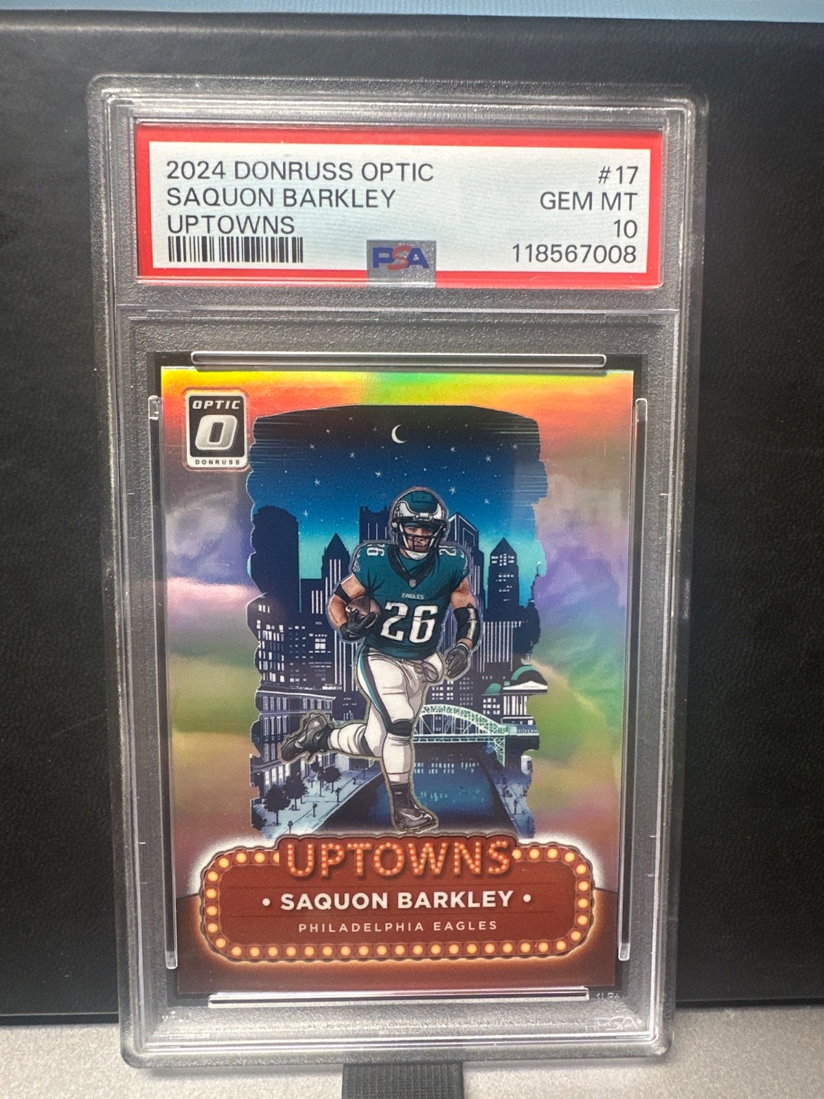 Saquon Barkley Optic Uptowns PSA 10 Donruss 2024 #17 SSP CASE HIT