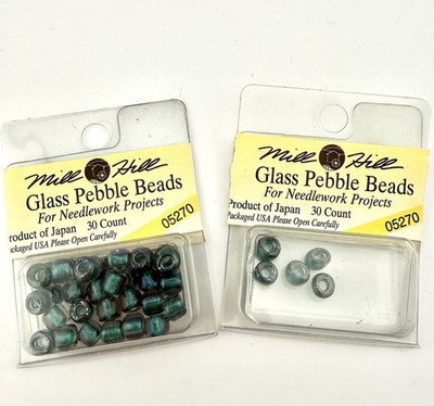 Vintage Mill Hill Glass Beads Lot - Color 05270 Teal 3/0 Pebble Bead - 35 Beads