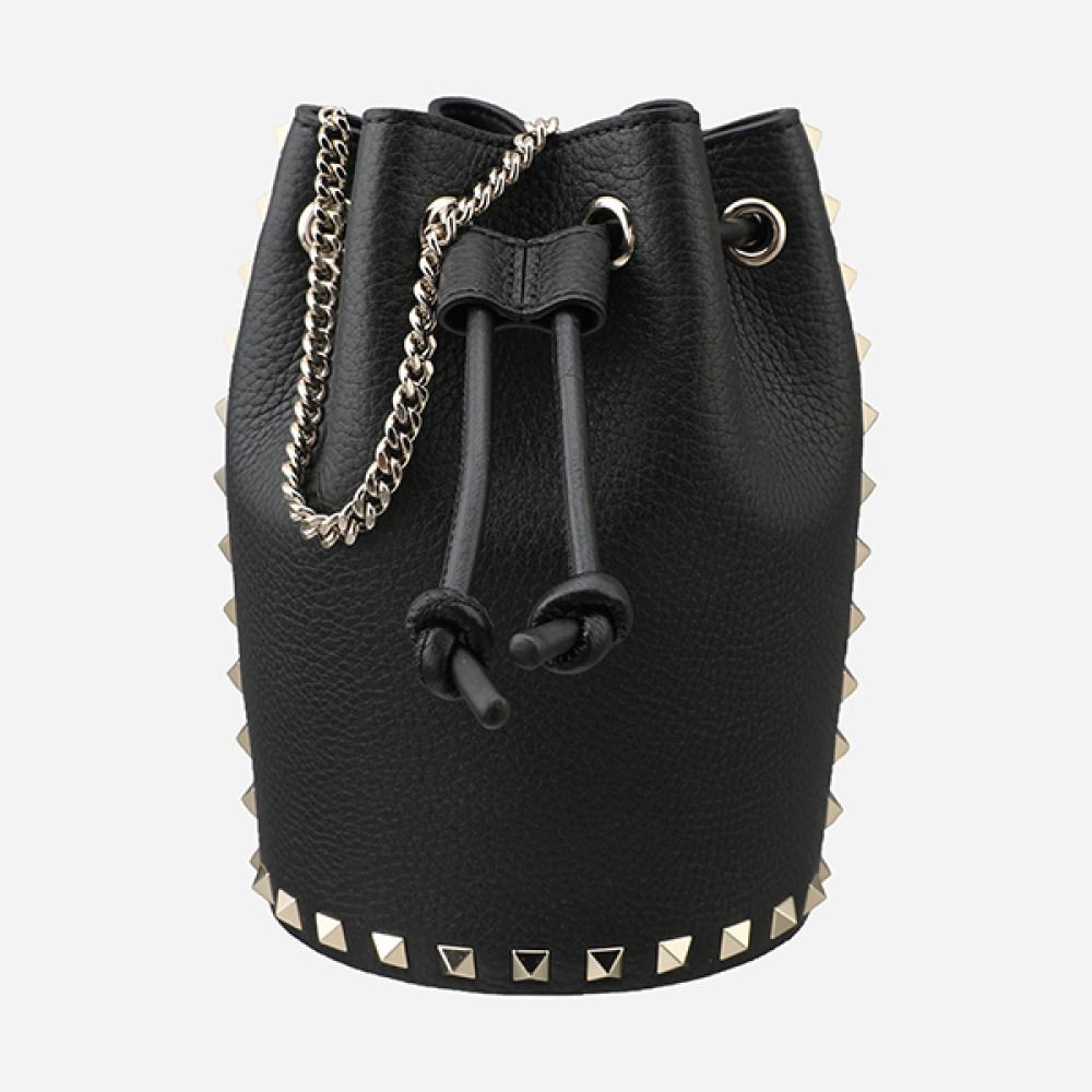 Valentino 5S Rockstud Drawstring Bucket Bag Black 6W2P0AI4 VSH 0NO 133335054