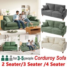 Modern 3/4 Seater Corduroy Sofa Bed with 2 Bolster Home Room Recliner Couch Sofa