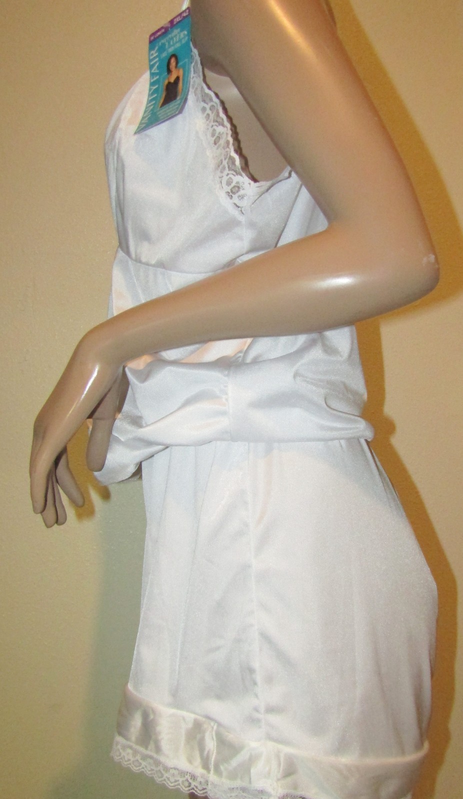 Custom Satin Nylon Teddy Romper Step in White lace Sz 42B 9 panty playsuit