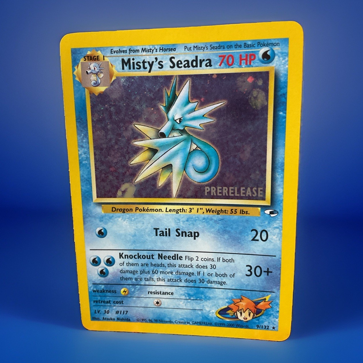Pokemon Misty’s Seadra 9/132 Gym Heroes Prerelease Stamp Holo Rare Gradable BIN
