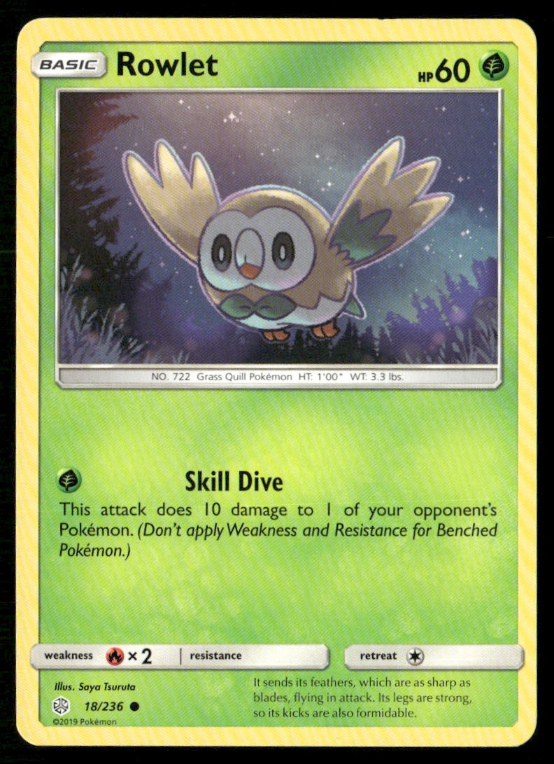 Rowlet 18/236 Common Cosmic Eclipse Pokemon Near Mint