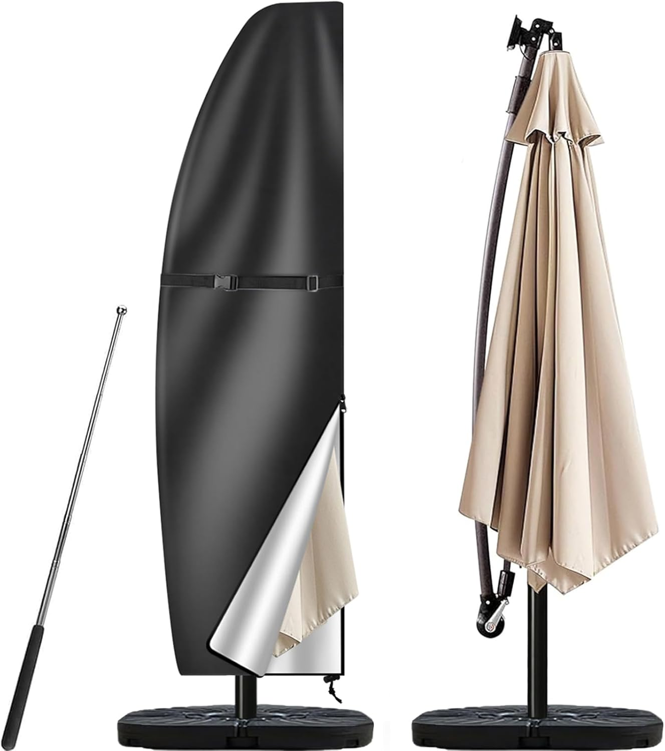 Parasol Cover Waterproof, Garden Cantilever Umbrella Cover with 210D Oxford Fabr