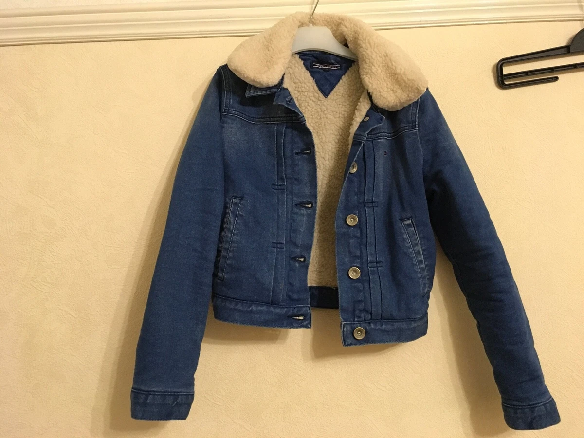 overdraw Bloodstained Foran Girls TOMMY HILFIGER Blue Denim Borg Lined Jacket Coat With Wool AGE 10 Yrs  | eBay