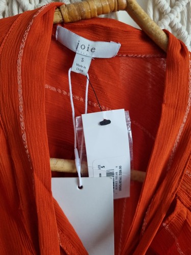 Top Joie Damas Naranja Transparente Talla S Nuevo Con Etiquetas PVP $328 Mezcla Seda - Imagen 2 de 4