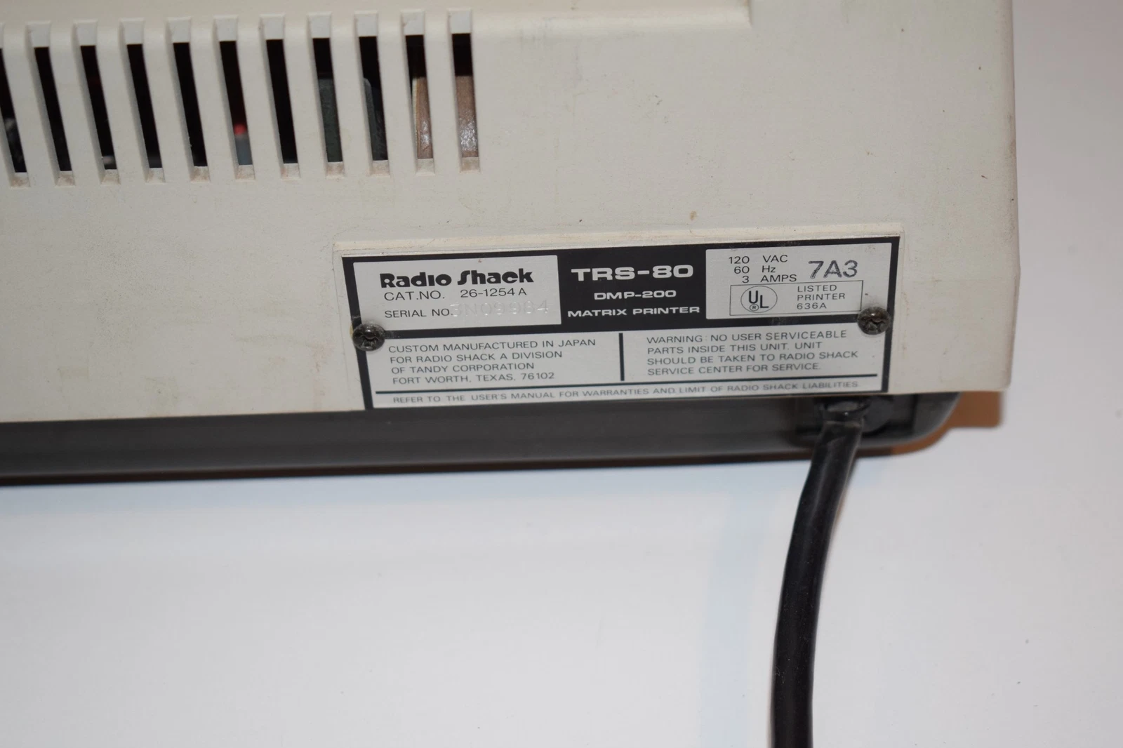 Additional photo for Vintage Tandy TRS-80 DMP-200 26-1254 Matrix Printer (XHE35)